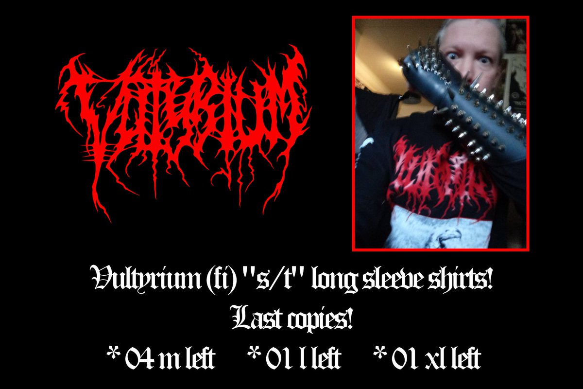 AOCR_ED's tweet photo. * Vultyrium (fi) "s/t" -  'long sleeve shirts'! 

* (NO REPRINTS)! *

* Last copies!

* 04 M LEFT!
* 01 L LEFT!
* 01 XL LEFT! 

* Place your order here:
aocreuropedivisionfr@laposte.net

* Shipping from Hazebrouck, France

#vultyrium #finnishblackmetal #aocred https://t.co/tSHsJwSnHg