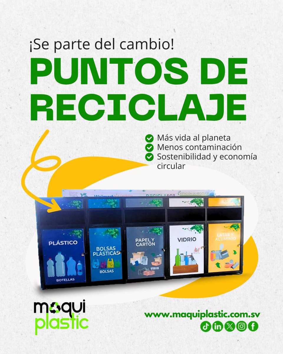 maquiplastic's tweet image. ♻️ ¡Reciclar es cuidar nuestro planeta! 🌎
Deposita tus plásticos en los puntos de reciclaje y forma parte del cambio.
Cada acción cuenta para construir un futuro más limpio y sostenible.💚 #PuntosDeReciclaje #ReciclajeResponsable #Sostenibilidad #MedioAmbiente #EconomíaCircular