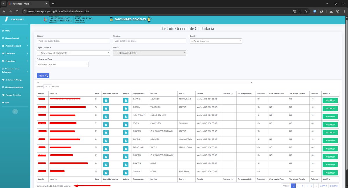 Ministério de Salud Publica y Bienestar Social - Paraguay

site:vacunate.gov.py
site:vacunate.mspbs.gov.py

El sistema que almacena los nombres, edades, direcciones e historiales médicos de los paraguayos es tan vulnerable como una caja fuerte abierta en una plaza