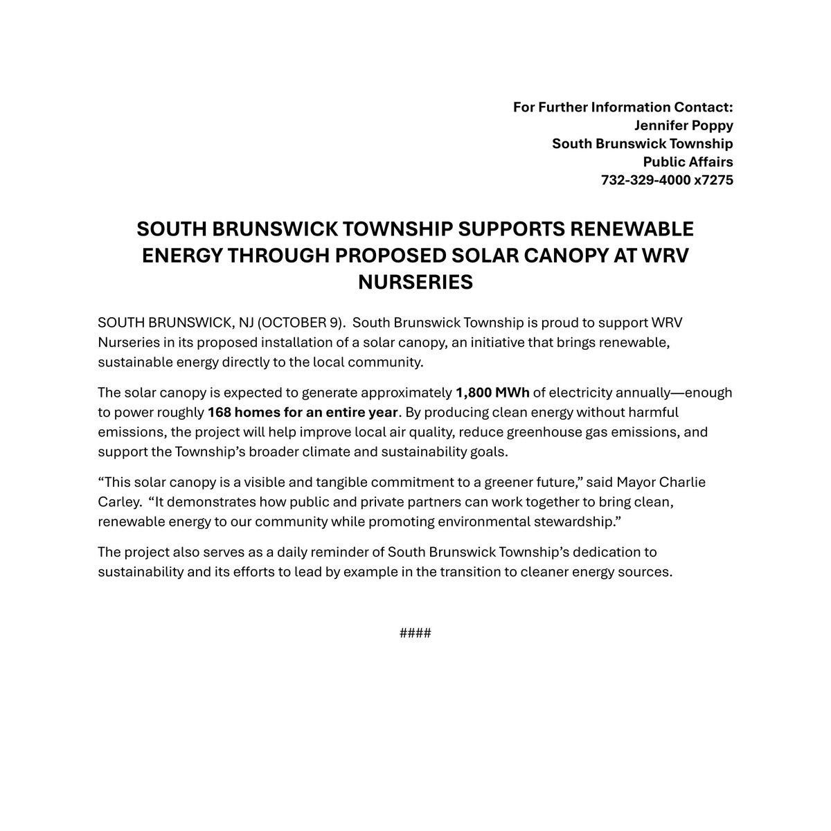 🌞 South Brunswick Township is proud to support WRV Nurseries’ proposed solar canopy — a project that will bring clean, renewable energy to our community!
Visit the homepage of southbrunswicknj.gov under News &amp; Notifications for full details.
#SustainableSB #CleanEnergy