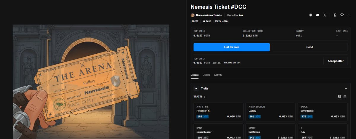 alex_veltrix's tweet image. My NFT from @Nemesisdottrade is in the pocket😎