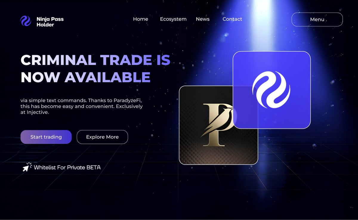 🥷Greetings, nINJa fam

If you've completed Hodler's Ninja Pass <a href="/injective/">Injective 🥷</a> , you're whitelisted for the closed beta

With <a href="/ParadyzeFi/">Paradyze</a> , you can now trade criminals quickly, easily, and affordably using smart text commands

Learn more on the ParadyzeFi - paradyze.io