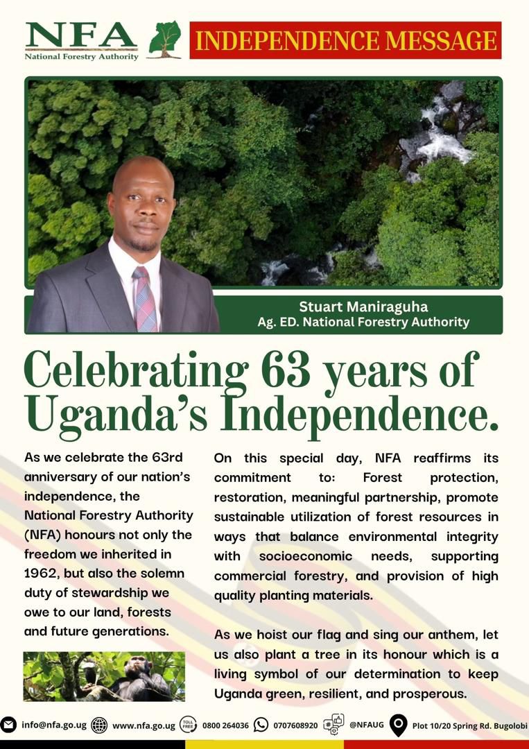 swiftpub's tweet image. The National Forestry Authority ED, Stuart Maniraguha's Independence speech.