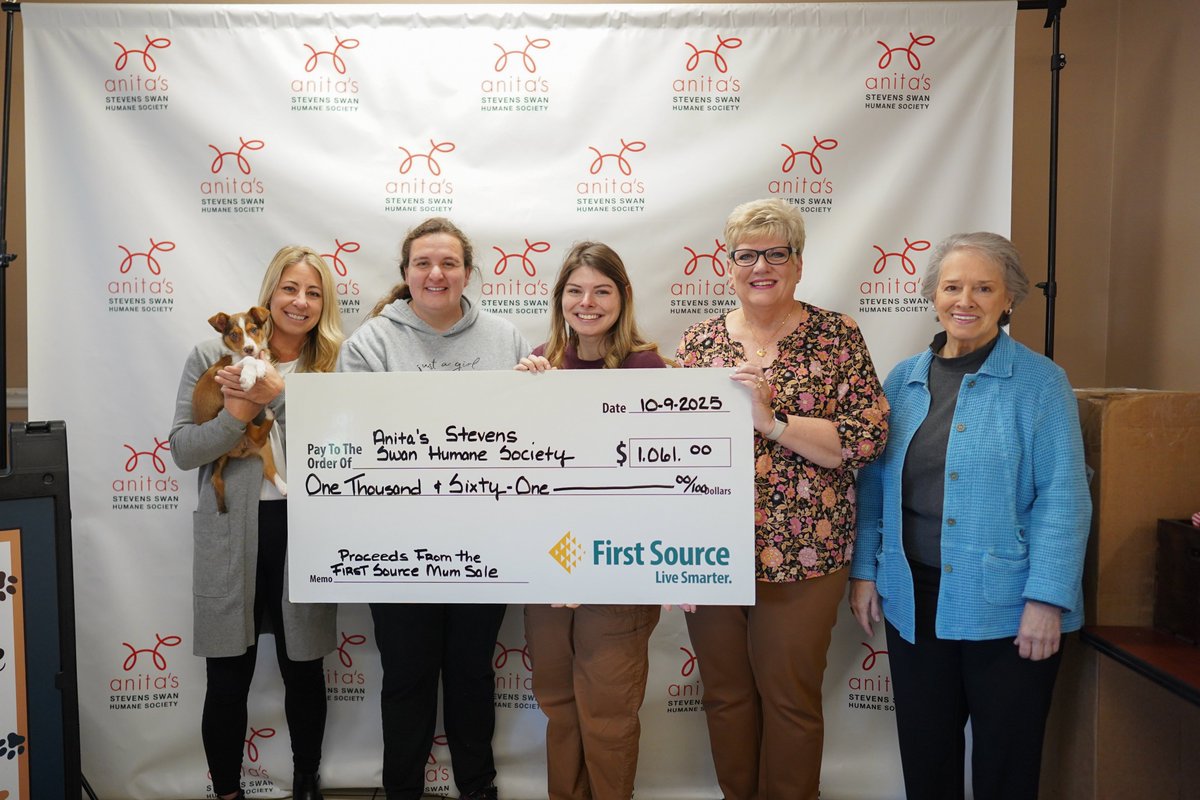 Our Community Engagement Team delivered “wish list” items to Anita’s Stevens Swan Humane Society and presented a $1061 check from our Fall Mum Sale. Thank you to The Flower Barn, our Members, employees, and community for supporting both events! #WeAreCommunity