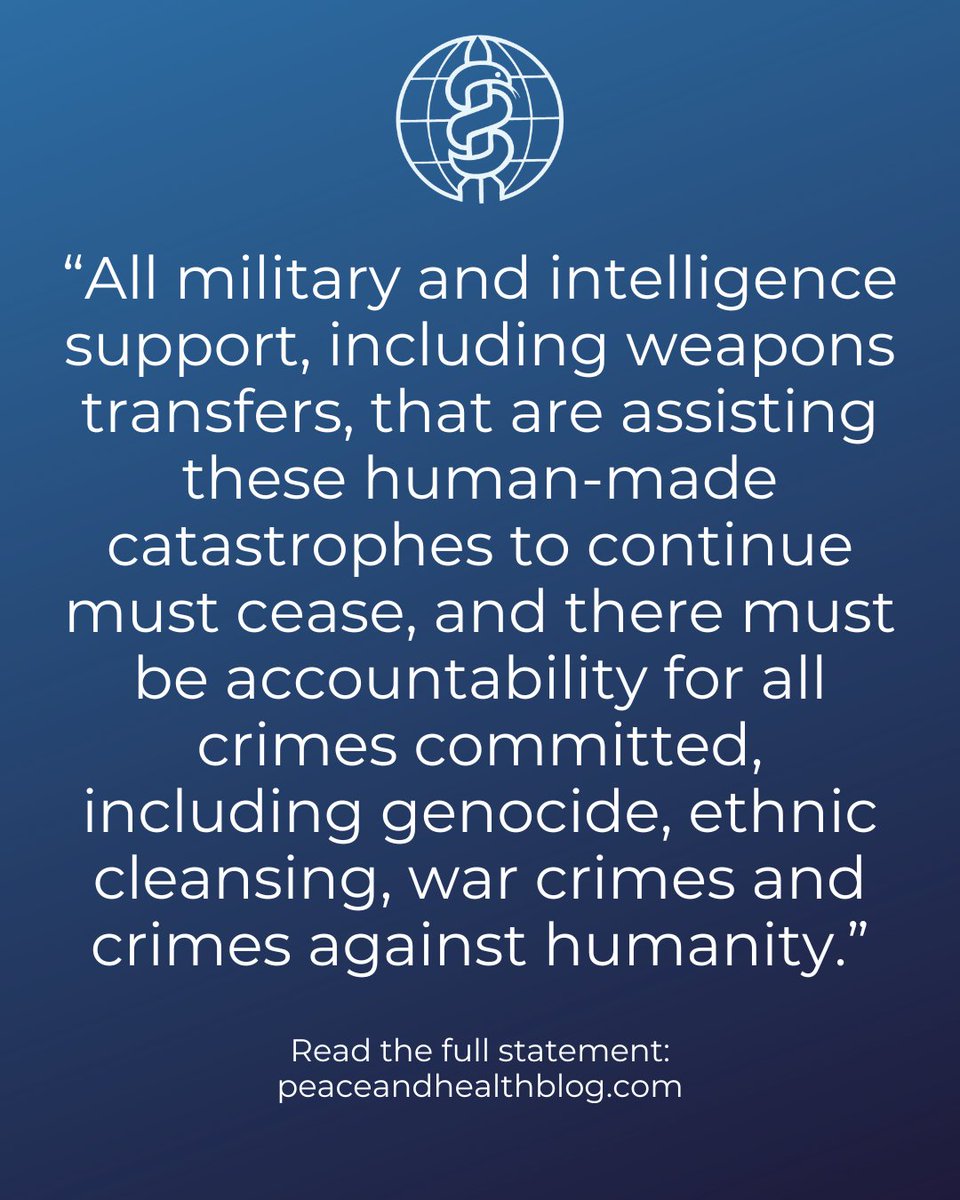 IPPNW's tweet image. IPPNW condemns violence against healthcare professionals in conflict zones and calls for an end to the widespread destruction of health and civilian services in Gaza and Sudan.

Read the statement adopted by the International Council on October 5th: peaceandhealthblog.com/2025/10/07/vio…