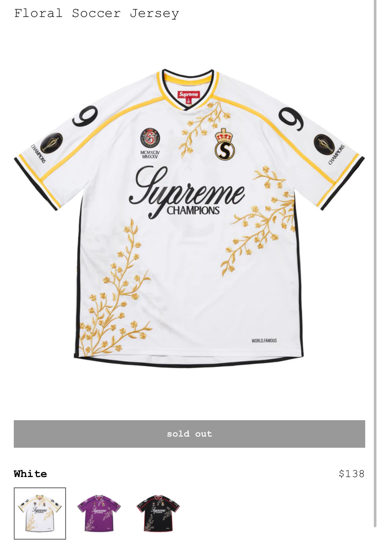 Supreme Floral Soccer Jersey 