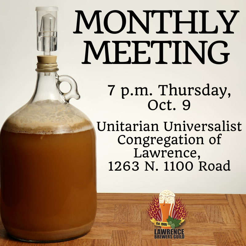 Hope to see you at 7 p.m. TONIGHT -- Thursday, Oct. 9 -- for our monthly meeting! #homebrew #craftbeer #lawrenceks #lfk