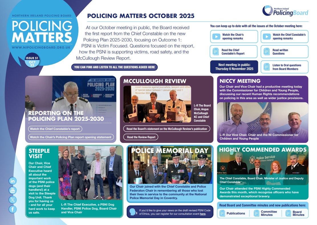 Find out more about our October meeting in public and what the Board has been up to this month with the latest edition of Policing Matters:
nipolicingboard.org.uk/publication/po…