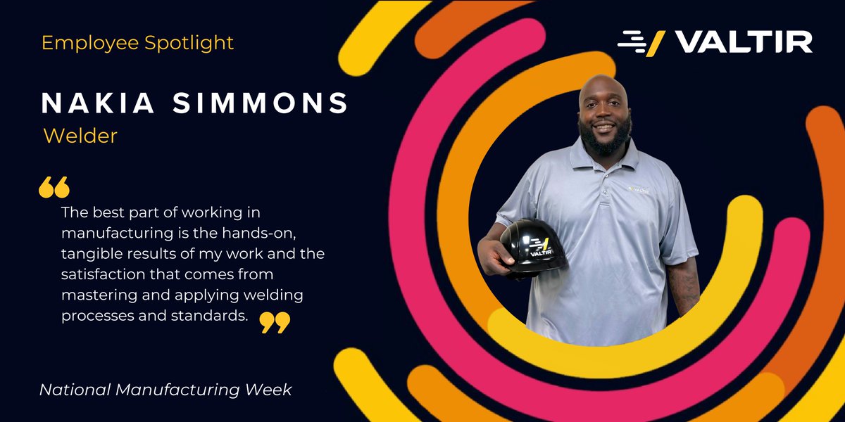 Welding at Valtir is about skill, focus, teamwork, and pride in building roadway safety products. In celebration of National Manufacturing Week, our next employee spotlight is Nakia Simmons. With 13 years of experience, Nakia's dedication to quality craftsmanship and commitment