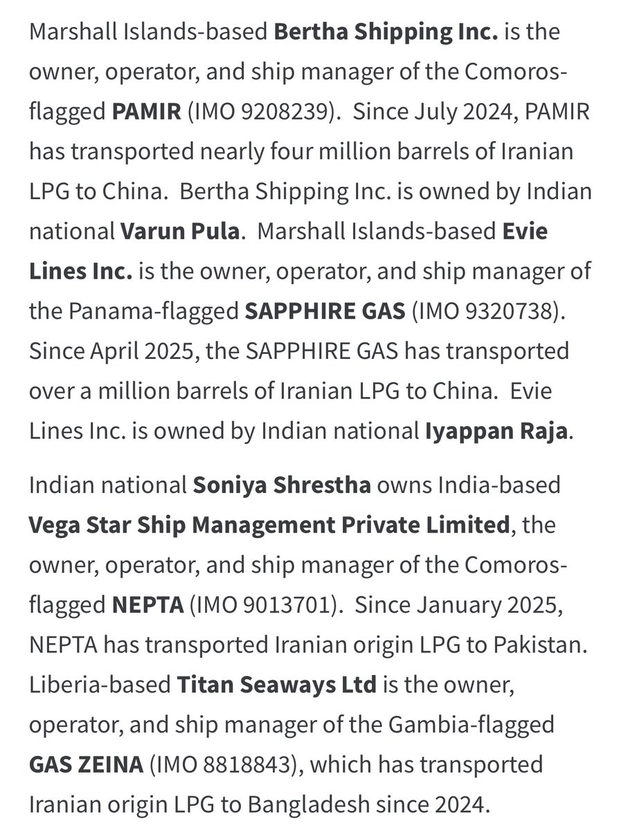 osint1117's tweet image. #BREAKING: US Treasury Department has imposed sanctions on 50 individuals, entities and vessels, including three Indian nationals Varun Pula, Sonia Shrestha and Eyappan Raja, that facilitate the sale and shipment of oil and liquefied petroleum gas (LPG) from Iran. #Sanctions…