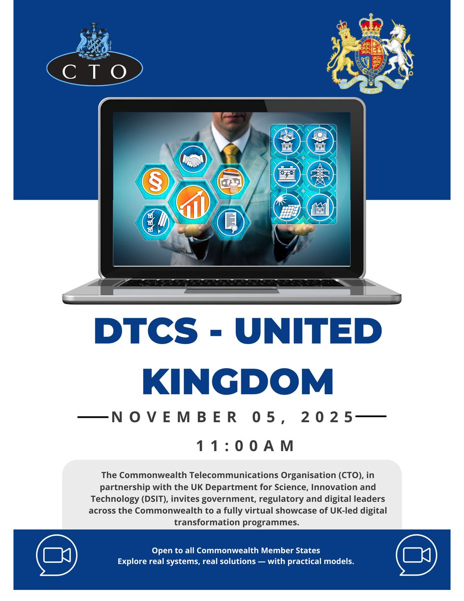 The UK’s digital success stories shared live for the Commonwealth.

05 Nov | Zoom
Hosted by CTO &amp; DSIT

Register: us02web.zoom.us/webinar/regist…

#CTODigitalStageUK #DigitalForDevelopment