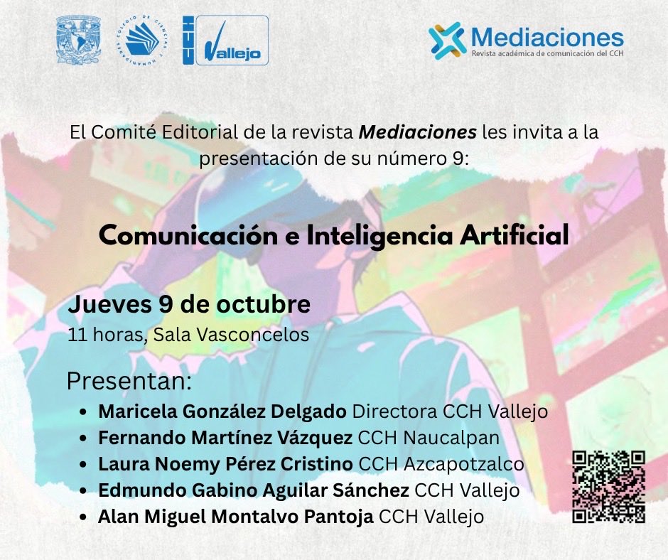 Hoy presentamos nuestro número 9. Comunicación e inteligencia artificial en CCH Vallejo. Les esperamos 👇🏾