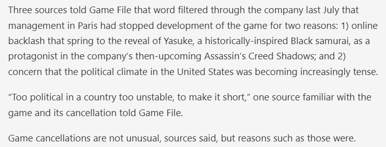 ArturSmiarowski's tweet photo. Fascinating discovery at Ubisoft.

Turns out making propaganda games rather than aiming for timeless classics is risky in a democratic state, where the Overton Window can shift during development.

My suggestion is to focus on human nature, not social standards. It's more stable. https://t.co/dtnMY2GRhz