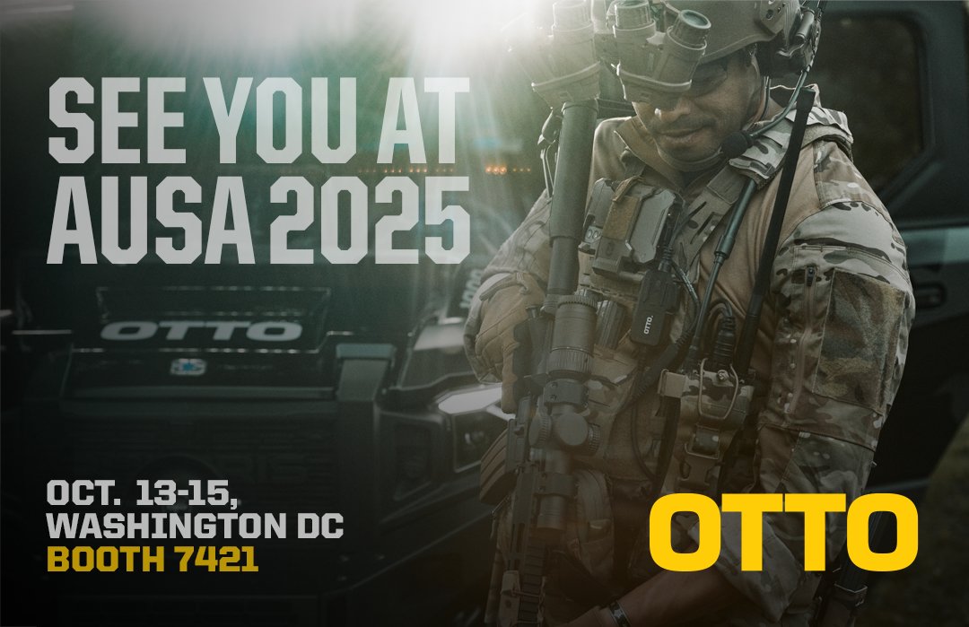 OTTO_Comms's tweet photo. OTTO is at #AUSA2025—where the Army’s “Agile, Adaptive, Lethal” mission comes to life. See our rugged comms built for speed, connectivity, and readiness. Booth 7421. https://t.co/IHec15LsY6
