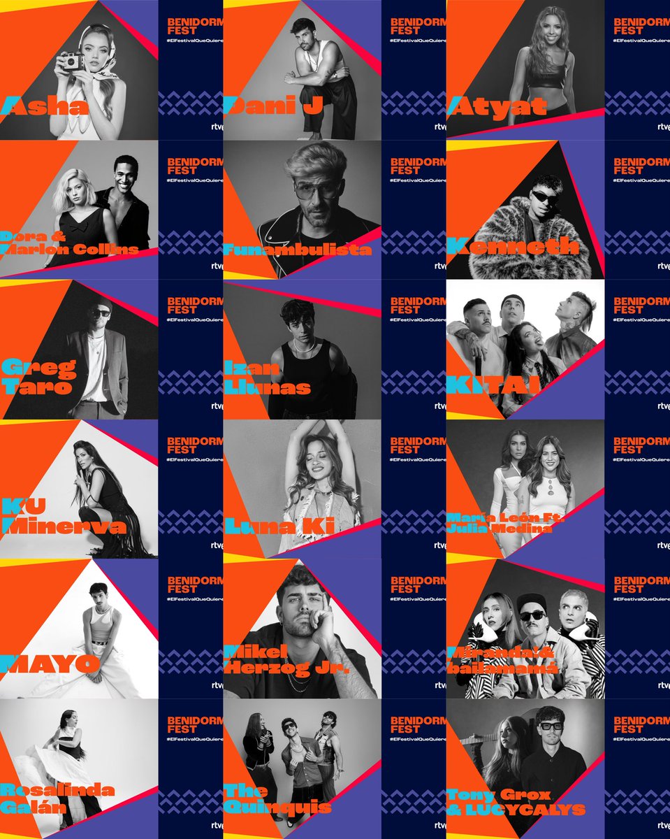 🚨Asi queda el cartel con los 18 concursantes del Benidorm Fest 2026

Con nombres como: miranda!&amp;BAILAMAMÁ, Luna Ki, Julia Medina &amp; Maria León, MAYO, Funambulista y más

¿que te parece? #benidormfest2026