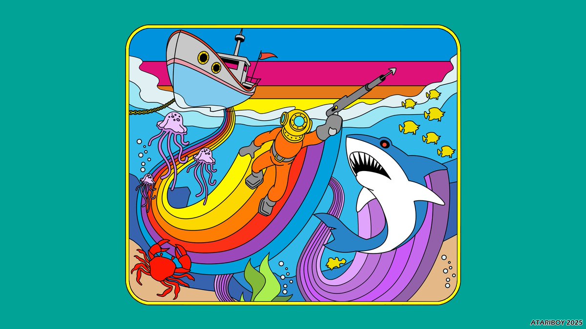 Atariboy1's tweet image. Rescue from Poseidon&apos;s Gate, new @Atari 2600 game by David Crane and yes I help drew this box art as well. Once again like the last two I trying mimic the classic 1980s Activision style box art for this game.

For more info click on link below -  
 adgm.us/portal/index.h…