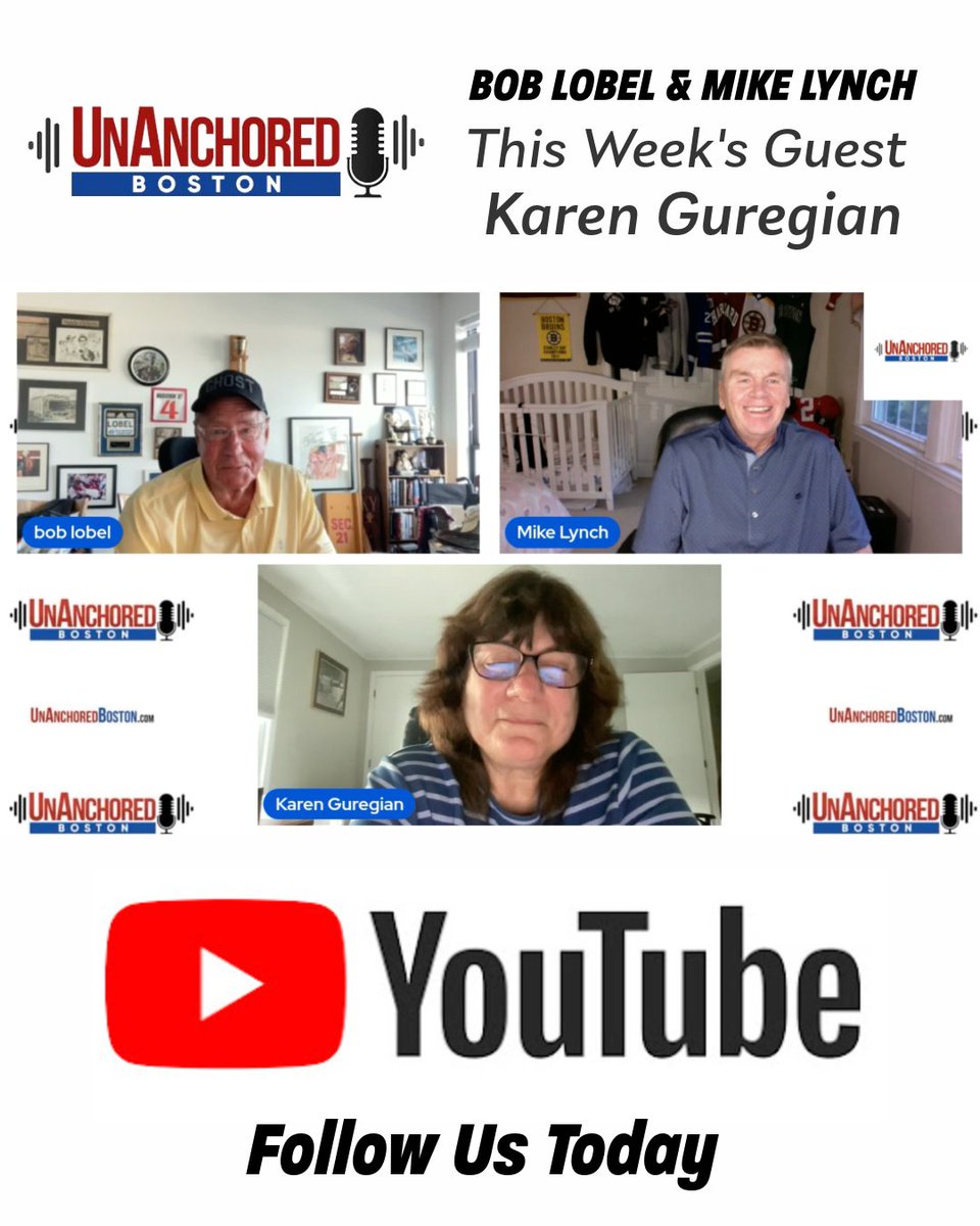 BostonUn's tweet image. Karen Guregian is this week’s guest on UnAnchored Boston with Bob Lobel and Mike Lynch, don’t miss this conversation on all things Patriots!

Watch now at UnAnchoredBoston.TV

#UnAnchoredBoston #Patriots