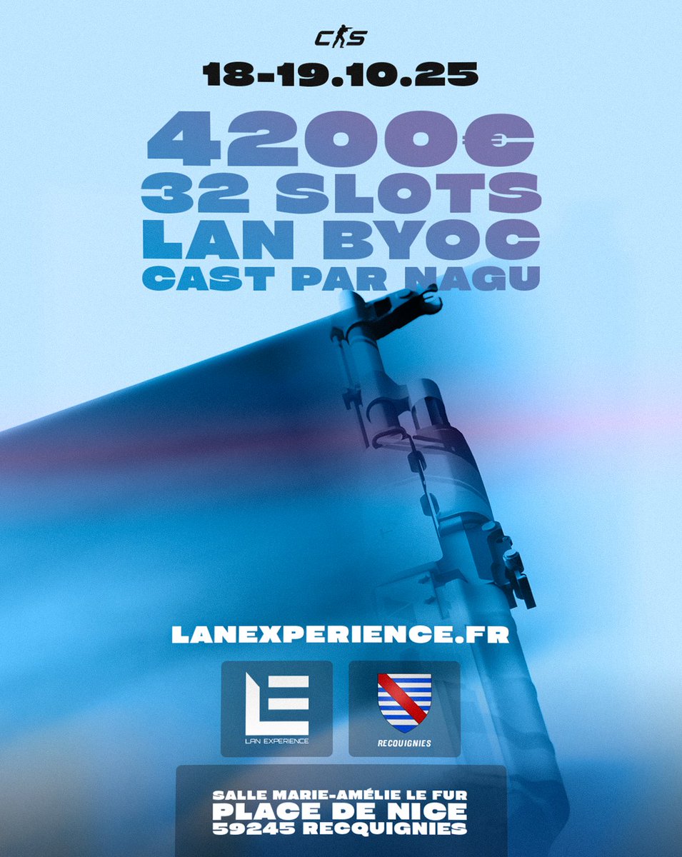 CroissantStrike's tweet image. ENCORE UNE LAN POUR LA SCÈNE AMATEUR ! 👏
📍 Recquignies, 59245, à environ 1h en voiture de Lille
🎙️ @NAGU_FR sera d'ailleurs au cast de l'évènement. 🤩
Si vous êtes du coin n'hésitez pas à vous inscrire à la @Lan_Experience !