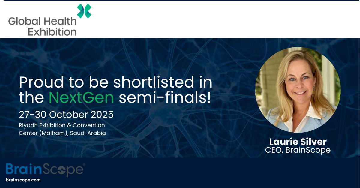 BrainScope's tweet image. Honored to share that #BrainScope is a Scale Up semi-finalists in the @globalhealthexh #NextGenPitch2025 competition. Excited to stand among fellow innovators and we invite investors and partners to join us in redefining the future of brain diagnostics. brainscope.com