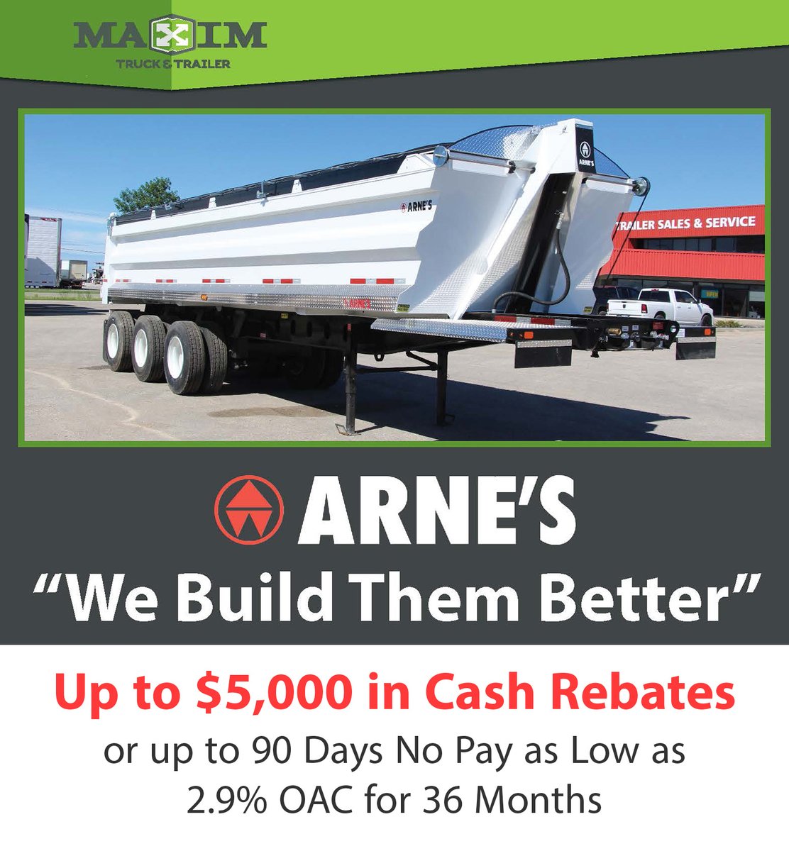It's never been more affordable to buy an Arne's. Promo lasts until December 31, 2025.

Check out all our available Arne's trailers: maximinc.com/trailers-arnes