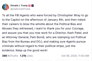 MattGertz's tweet image. Pretty straightforward here -- a second-term Trump FBI would not send agents to try to stop a Jan. 6 riot, they&apos;d let it succeed.