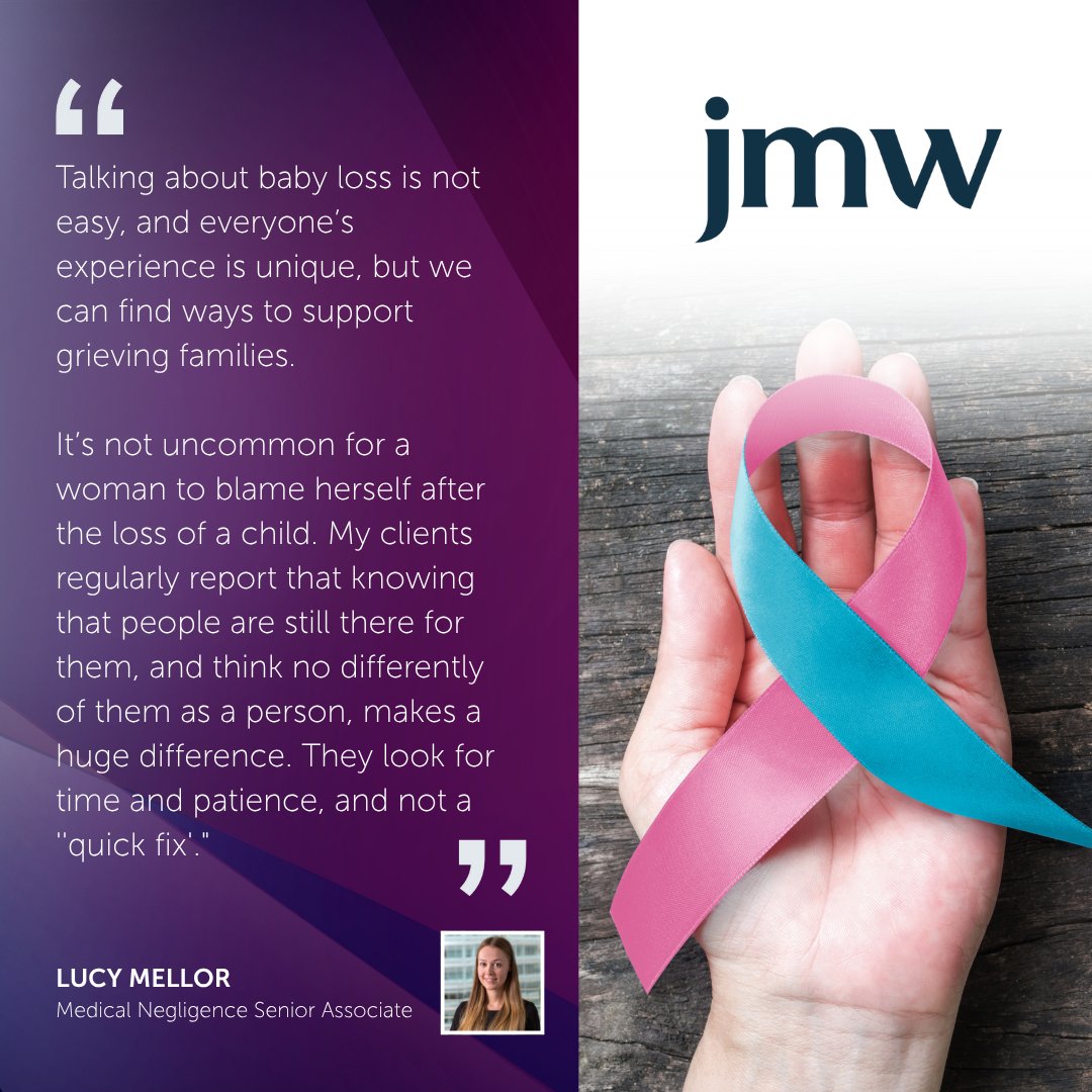 This #BabyLossAwarenessWeek, we remember families affected by miscarriage, stillbirth &amp; neonatal loss.

For our blog, JMW's <a href="/LucyMellorLaw/">Lucy</a> discusses how open conversation can bring comfort, challenge stigma &amp; drive better bereavement care.💗

Read more:
jmw.co.uk/blog/antenatal…