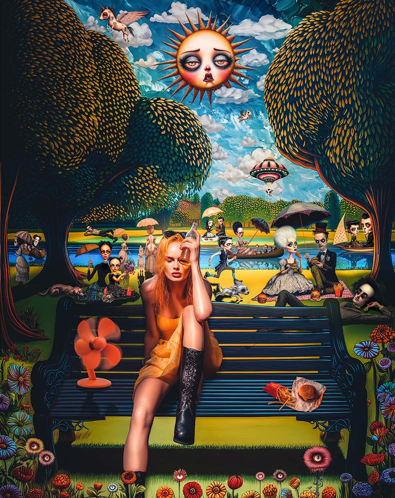🚨 21 HOURS LEFT – 💰 CURRENT BID 0 🚨
🧵 1/9 – The story behind The Cult of Summer
🔥 A rebellion against sweat-soaked days under a merciless sun.

FULL DESCRIPTION 👇
#SuperRare #SurrealNFT #ArtStory