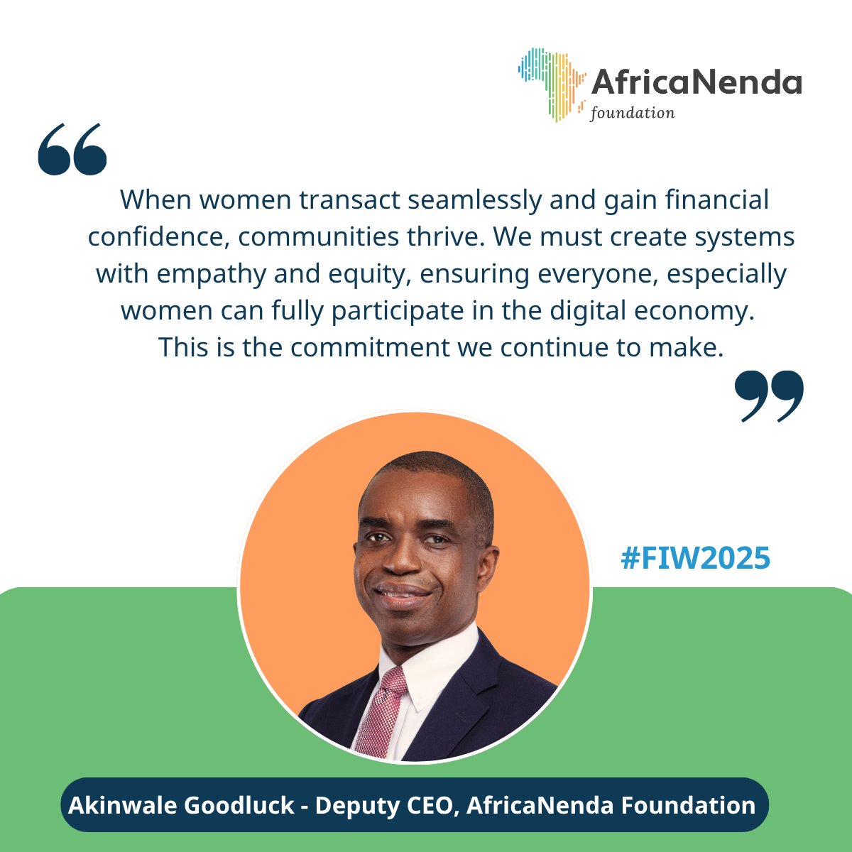 AfricaNenda's tweet image. As #FinancialInclusionWeek concludes, our commitment to empowering women and recognising their central role in this mission is stronger than ever.

Hear from our CEO, Dr. Robert Ochola and Deputy CEO, Akinwale Goodluck as they reflect on why women’s voices are essential to…