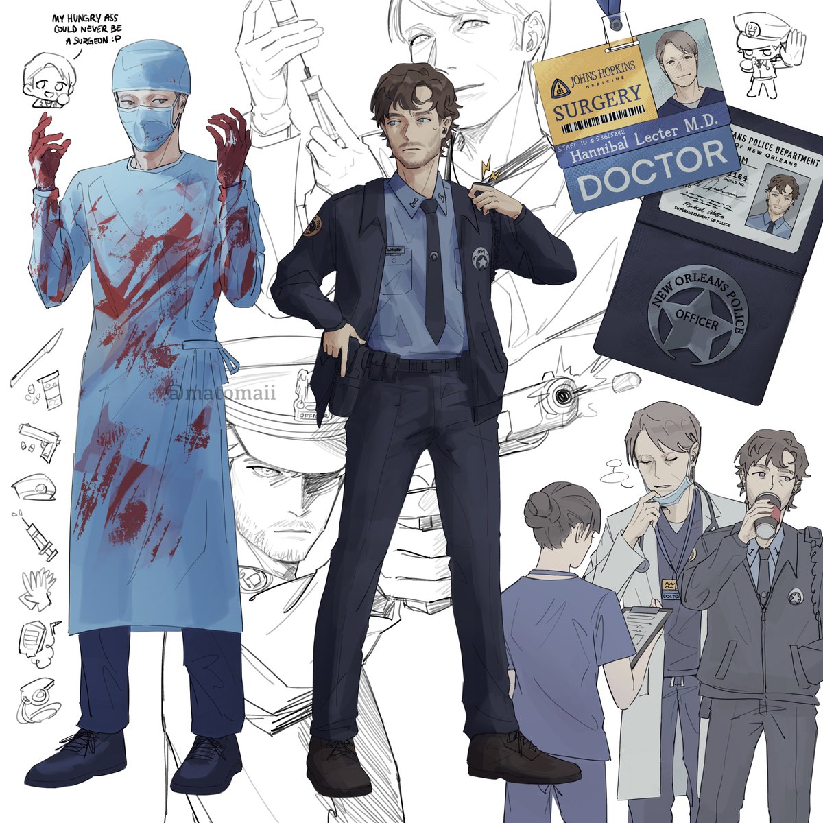 matomaii's tweet image. #hannigram if they kept their past jobs 👨‍⚕️👮‍♂️
#Hannibal