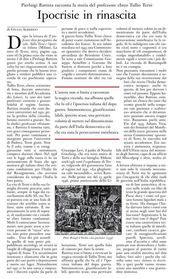 lanavediteseoed's tweet image. .@PierluigiBattis non si limita a rievocare la tragica vicenda di Tullio Terni, perseguitato dal fascismo prima e dall’ingiustizia antifascista dopo, ma affronta quella che fu ed è l'ipocrisia italiana del dopo guerra.

“Il professore ebreo perseguitato due volte” su @oss_romano