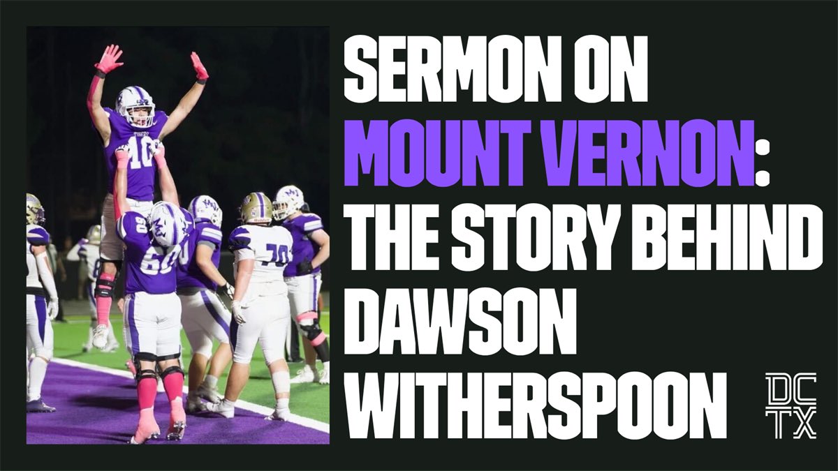 Carter Yates (@carter_yates16) on Twitter photo Dawson Witherspoon has blossomed into one of TXHSFB’s leading rushers two years after his father’s sudden passing. 
His testimony unites the Mount Vernon community more and more with each touchdown.
FEATURE: texasfootball.com/article/2025/1… Dawson Witherspoon has blossomed into one of TXHSFB’s leading rushers two years after his father’s sudden passing. 
His testimony unites the Mount Vernon community more and more with each touchdown.
FEATURE: texasfootball.com/article/2025/1…