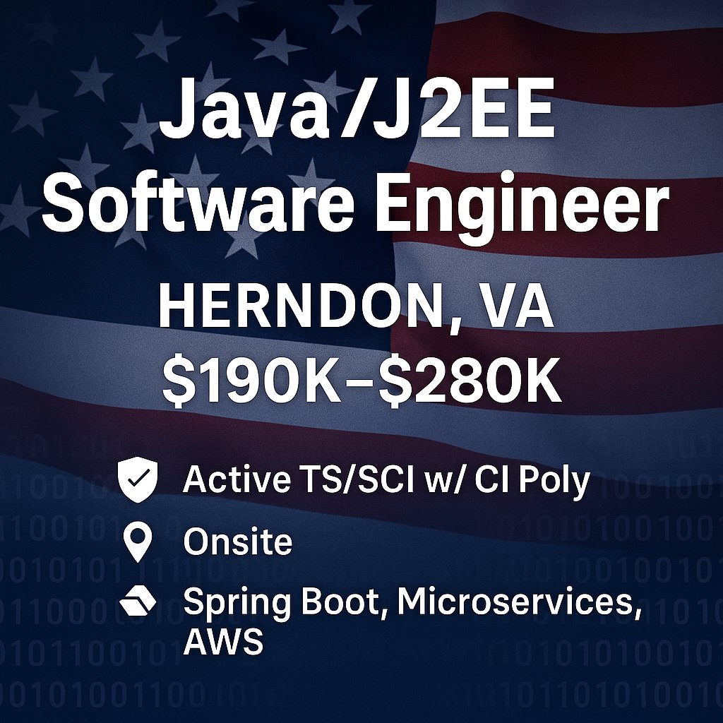FalconITSS's tweet image. #Hiring! Java/J2EE Software Engineer – Herndon, VA ($190K–$280K)🤩

🚨🚨APPLY: ats.hire.inc/falcon-it-and-…
🔒 Clearance: Active TS/SCI w/ CI Poly required.

@falconitss
#JavaJobs #AWS #Docker #Kubernetes #TSSCI #Polygraph #HerndonVA #GovCon #ClearedCareers #SDVOSB