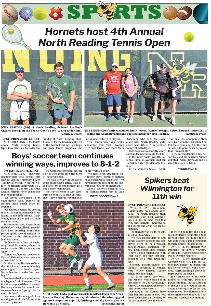 nrtranscript's tweet image. Lead sports page published October 9, 2025 localheadlinenews.com/north-reading-…
