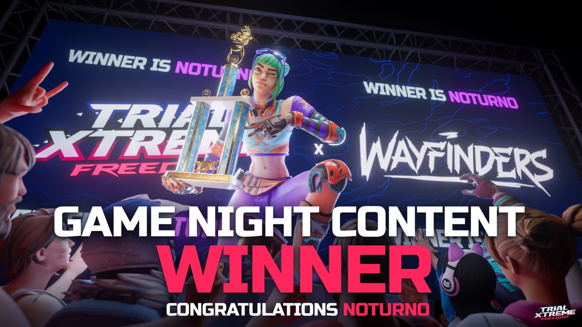 We have a WINNER! 🎥

<a href="/WayfindersGG/">Wayfinders</a> x <a href="/TrialXtreme/">Trial Xtreme | Play & Earn Racing</a> Game Night Content Winner.

An Xtreme shoutout to <a href="/0xNoturno/">Noturno</a>, for winning the $$$ Prize! 💰

Check it out 👉  x.com/0xNoturno/stat…

Then Play 👉 trialxtreme.xyz