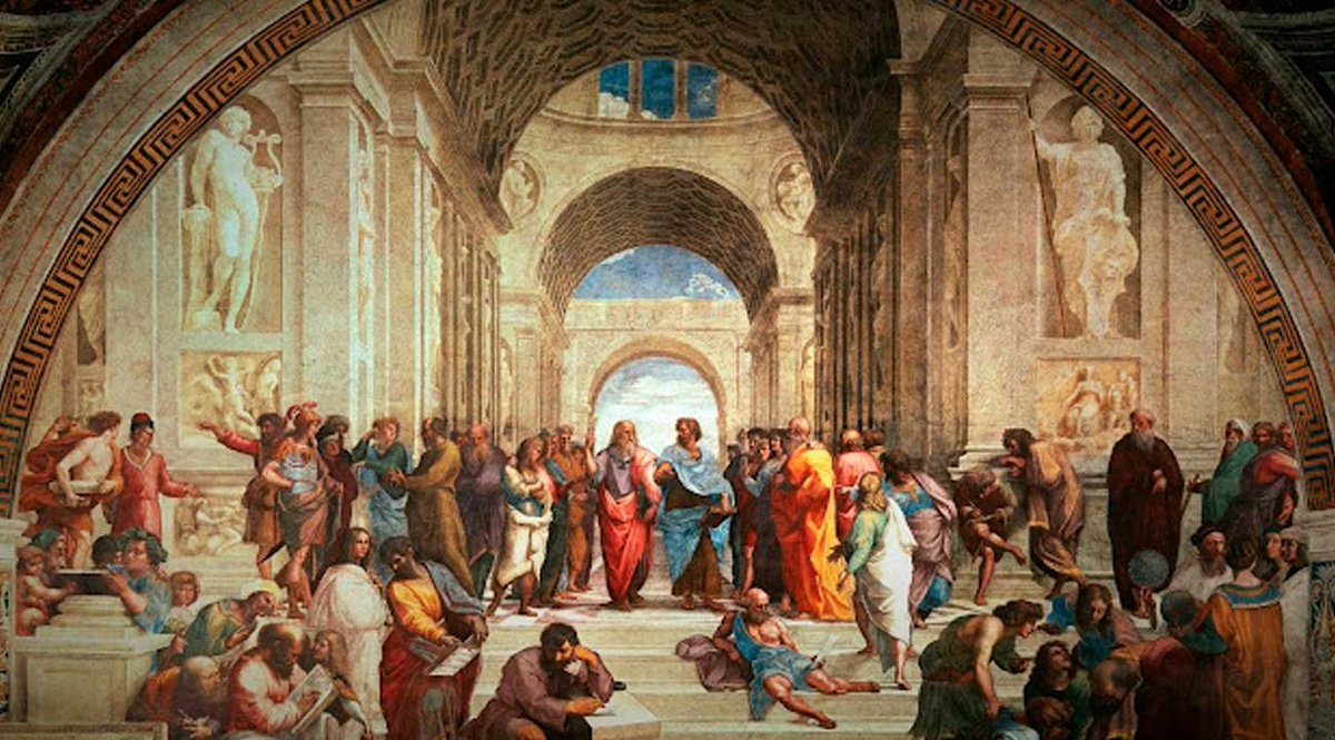 Diego_PalermoB's tweet image. La #EscueladeAtenas es un famoso fresco del pintor renacentista italiano #RafaelSanzio, creado entre 1509 y 1511 por encargo del Papa Julio II. Forma parte de la decoración de las Estancias de Rafael en el #PalacioApostólicodelVaticano, específicamente en la Stanza della…