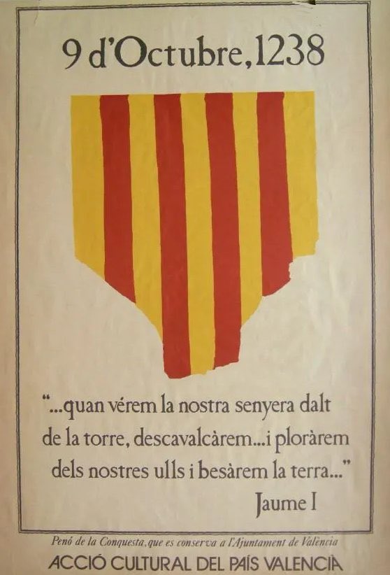 Tal dia com avui de 1238, Jaume I entrà a la ciutat de valència després que els cavallers lleidatans foradessin primers la muralla, segons la llegenda.

Una forta abraçada als nostres germans del sud en la seua diada nacional, la lluita del present serà la llibertat del demà.