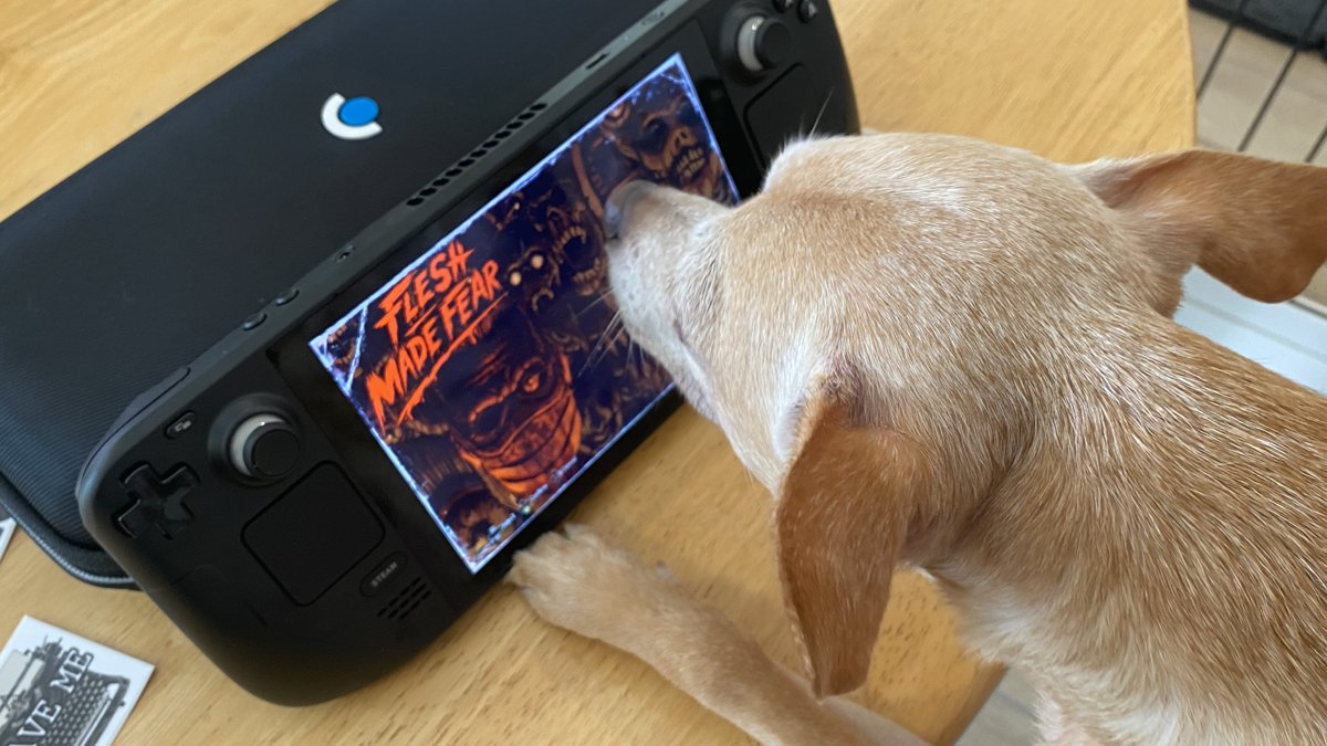 Gizmo gets to play "Flesh Made Fear" early (thanks to his dad being the gamedev), BUT fear not! You can play "Flesh Made Fear" on Oct 31st for Halloween 🎃

#indiegame #indiegamedev #PSX #SurvivalHorror