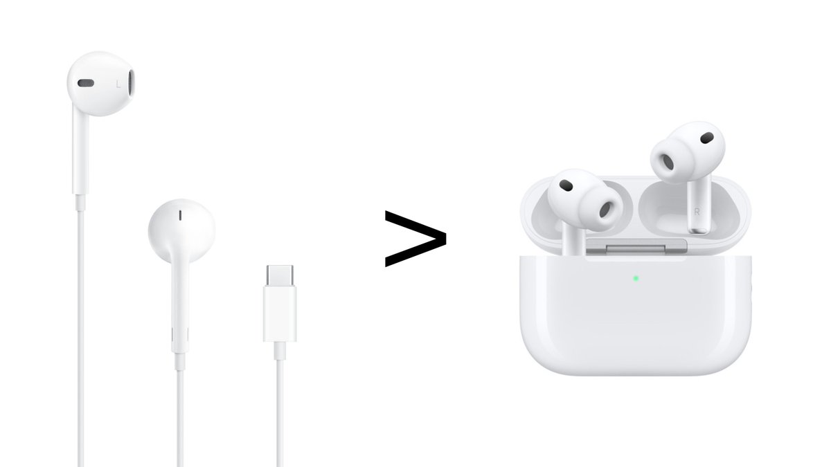 immasiddx's tweet image. Hot take:
EarPods > AirPods
> doesn’t need charging
> costs $19 and not $249
> zero latency
> supports lossless audio
> always ready, just plug & play
> amazing mic quality
> no silicone tips and ear fatigue