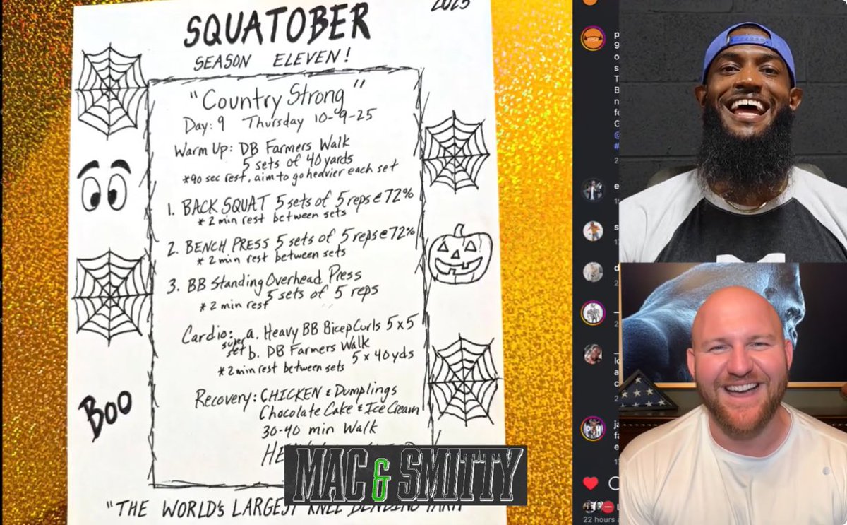 EricMacLain's tweet photo. It’s SQUAAAAATTTOBER! @Ikenstein_ and I breakdown today’s workout giving you tips and tricks for being “Country Strong”! Let’s go! 

https://t.co/uokG5E6bCc https://t.co/UEzpe7wSjB