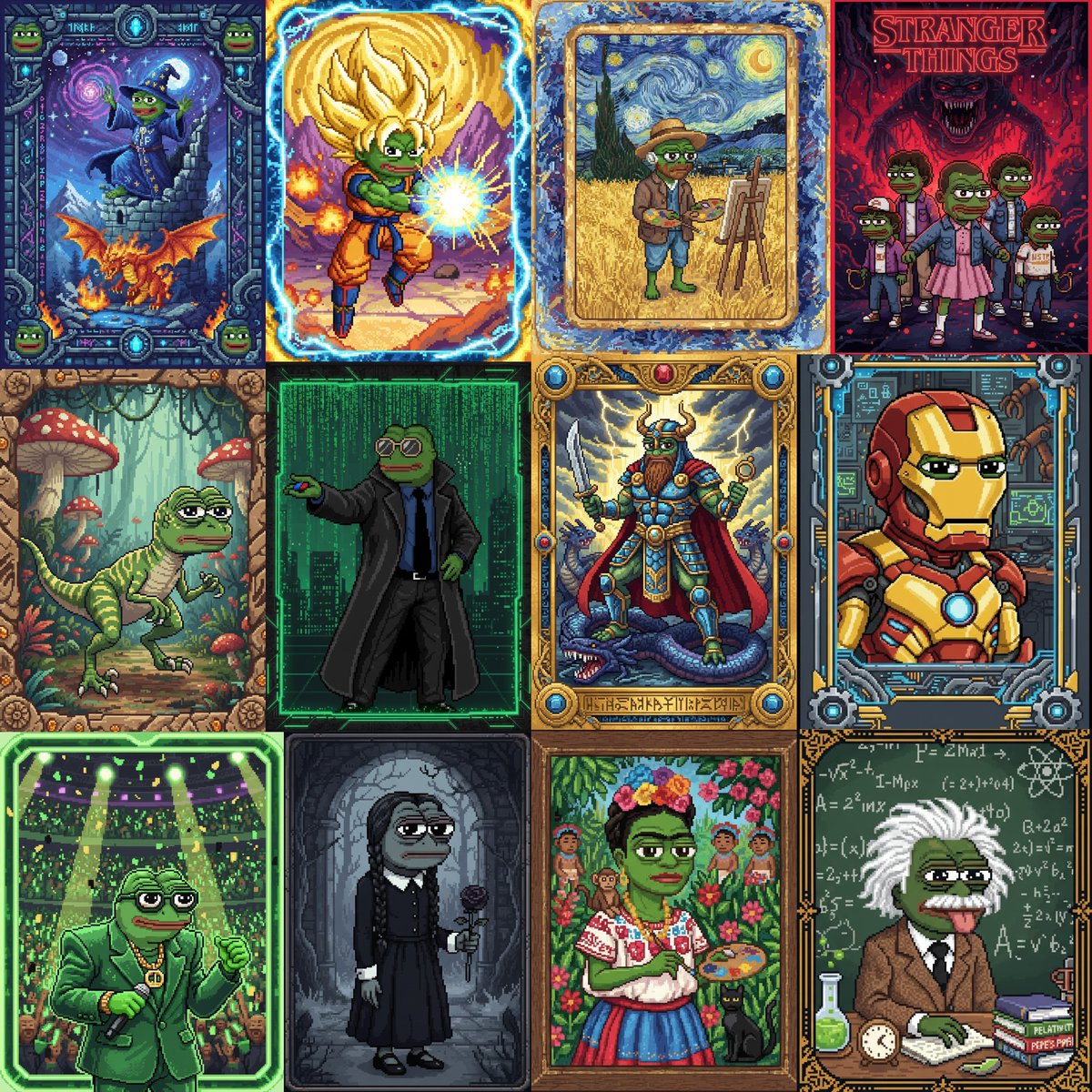 Wazzaaaa frens!  🐸

Bringing to you my all new Pepe Multiverse cards 
Exclusively on <a href="/vibedotmarket/">vibe.market on vibechain</a>  🃏

vibechain.com/market/pepe-mu… 

Catch 'em all and LFG !!