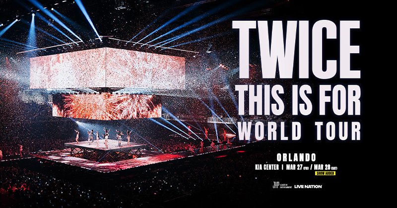 LiveNationKpop's tweet image. Who’s feeling TWICE the fun? 🎶💖
2ND SHOW ADDED for &amp;lt;THIS IS FOR&amp;gt; WORLD TOUR on Saturday, March 28 at Kia Center!

Tickets are available NOW if you signed up for presale access. General on sale begins today at 3 PM ET.

#TWICE #트와이스 #THISISFOR #TWICE_THISISFOR_WORLD_TOUR