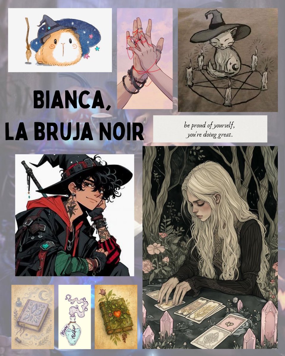🌘La Hermandad de la Noche🌒

¡PARTICIPO EN ESTA ANTOLOGÍA!

Mi brujita Bianca, es una bruja con el pelo blanco que no encaja en el mundo de magos que la rodea. Estará acompañada de sus amorosos padres, de su fiel animal familiar y de Rain, un chico tan peculiar como ella.