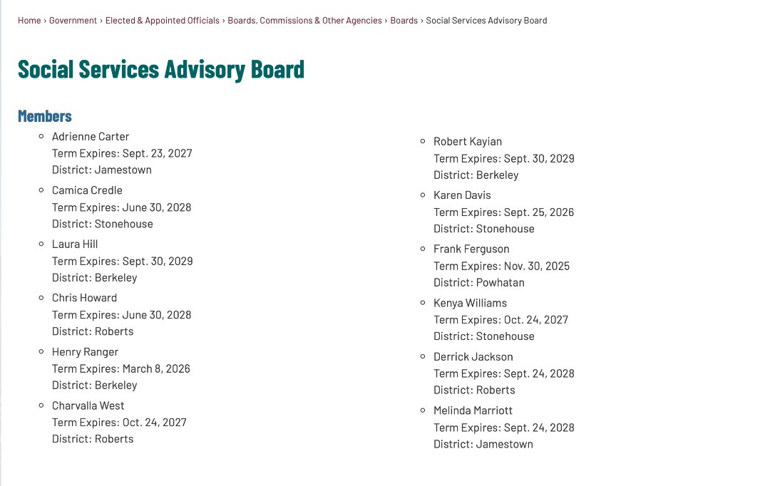 prpoints's tweet image. I am pleased to announce that I have been appointed by the James City County Board of Supervisors to the Advisory Board for Social Services for a four-year term.