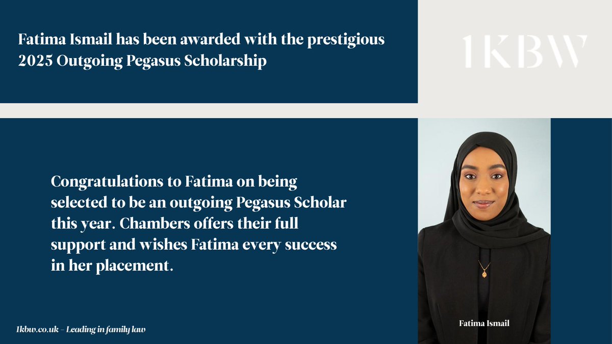 1KBW is delighted to announce that <a href="/fatimaismail24/">Fatima Ismail</a>  has been awarded with the prestigious Pegasus Scholarship by Inner Temple. This outstanding opportunity will take Fatima to Malaysia, where she will undertake valuable placements with the Malaysian Inner Temple Alumni