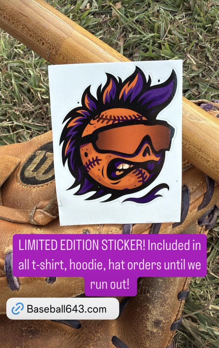 Get your free limited edition sticker along w your orders all month of October! New styles have come out! Go check them out! Baseball643.com