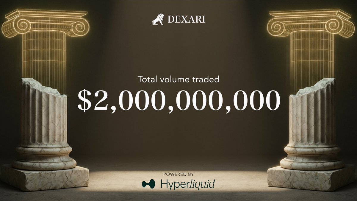 Dexari's tweet photo. Brick by brick.

Today, we pass $2,000,000,000 in total volume.

This is a testament to a community that believes in a new standard for trading.

Together, we build that standard. 

Dexari. Freedom. Power. Control. https://t.co/ZKJm6VTBo8