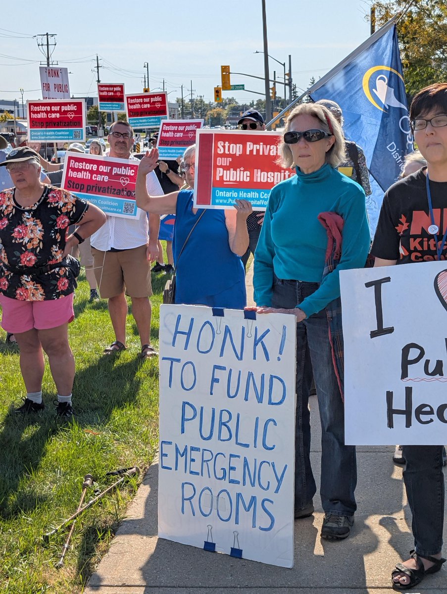 OntarioHealthC's tweet image. Thank you to all who came out to rallies in Kitchener-Waterloo, Embro &amp;amp; St. Thomas to show Ontarians visible opposition to #dougford's expanding hospital privatization plans.

Let's keep building the fightback in Oxford County &amp;amp; Niagara this weekend &amp;amp; next week 🧵👇

#onpoli