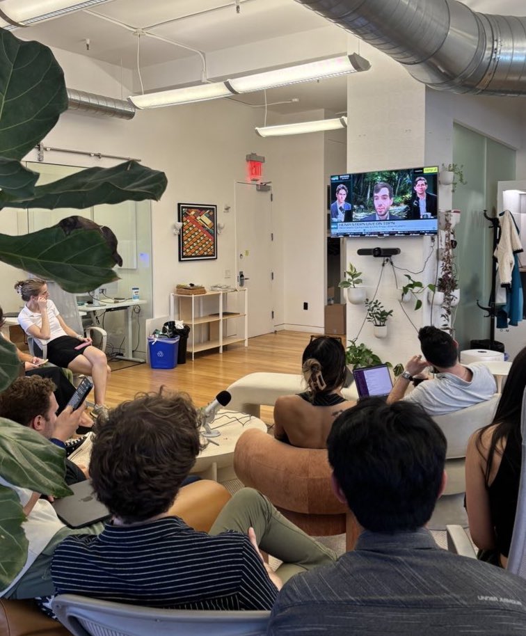 DylanAbruscato's tweet image. Just like CNBC plays in banks and airport lounges, TBPN’s now streaming in startup offices across the country.