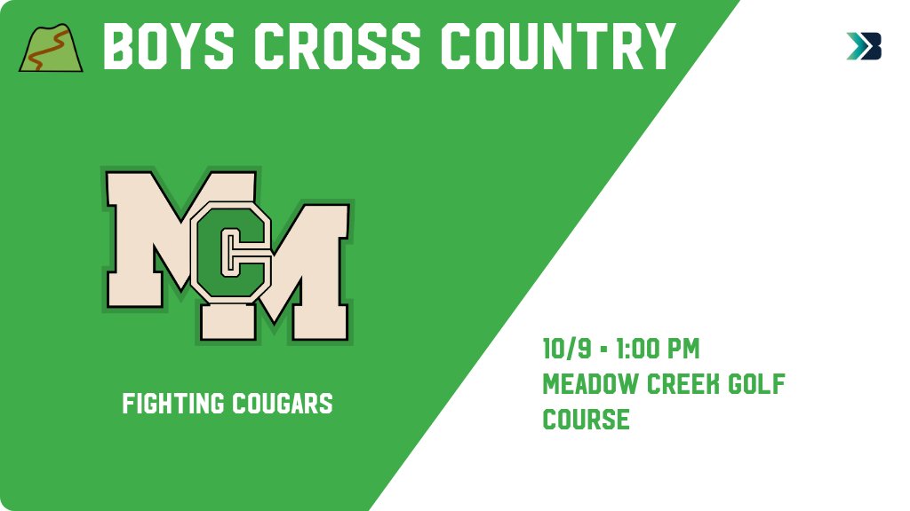 Boys Cross Country (Varsity) Meet Day! - Check out the event preview for the McCook Central/Montrose Fighting Cougars. It starts at 1:00 PM and is at Meadow Creek Golf Course. gobound.com/sd/sdhsaa/boys…