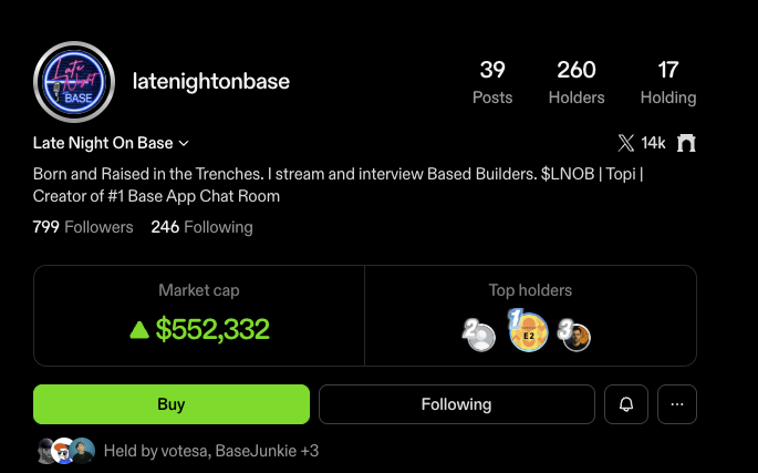 $latenightonbase - <a href="/latenightonbase/">Bill- Late Night on Base</a> 
80k - 550k / 7X 

I was talking about 500K, but few people believed it
And now we’re already around 550K!